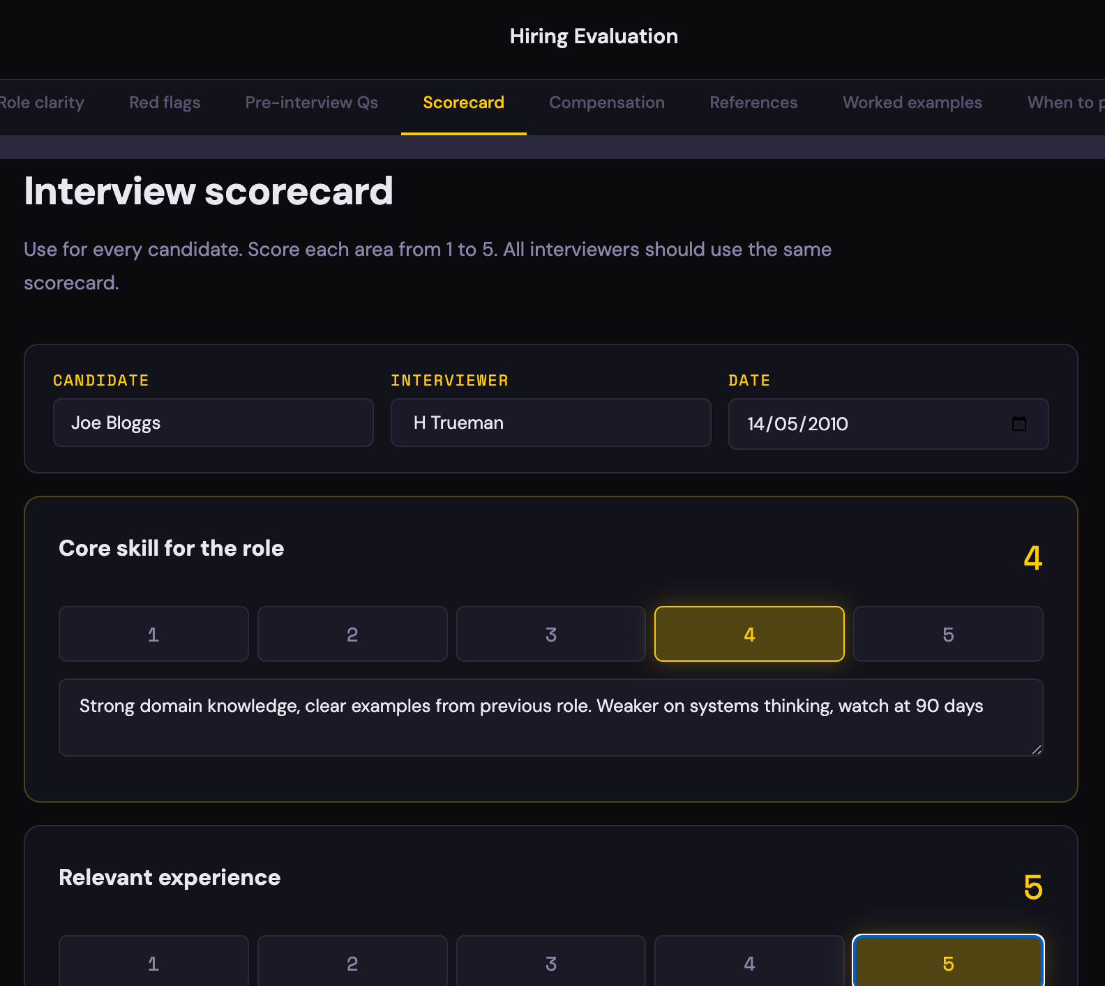Hiring Evaluation scoring in progress
